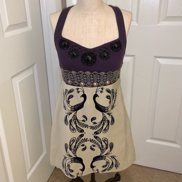 Free People Dresses & Skirts - Free People Beaded Peacock Design Mini Dress